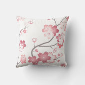 白のピンクの桜の桜の枕 クッション (裏面)
