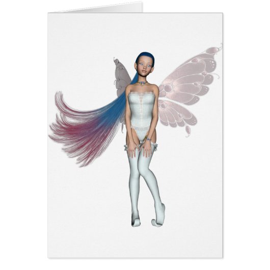 白のピンク及び青い毛の妖精 (正面)