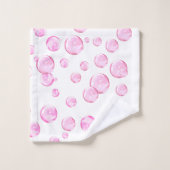 白のピンク色の泡 バスタオルセット (ウォッシュタオル)