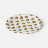 白のフェイクな金ゴールドのグリッターの水玉模様パターン ペーパープレート (アングル)