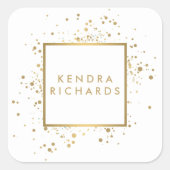 白のフェイク金ゴールド紙吹雪 スクエアシール (正面)