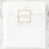 白のフェイク金ゴールド紙吹雪 スクエアシール (バッグ)