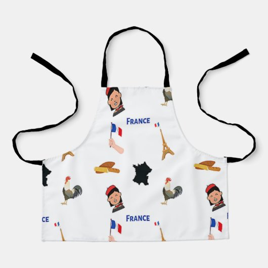白のフランス模様 エプロン (正面)