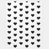 白のフリースの毛布黒いハート フリースブランケット (正面)