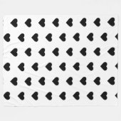 白のフリースの毛布黒いハート フリースブランケット (正面(横))