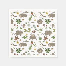 白のベリーフィールドのポッサム スタンダードカクテルナプキン