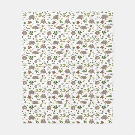 白のベリーフィールドのポッサム フリースブランケット (正面)