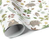 白のベリーフィールドのポッサム ラッピングペーパー (ロールコーナー)