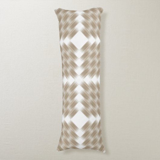 白のベージュ市松模様にと白の模様 ボディピロー (正面縦)