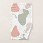 白のボホオーガニック幾何形状パターン バスタオルセット (ハンドタオル)