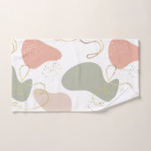 白のボホオーガニック幾何形状パターン バスタオルセット (ハンドタオル)