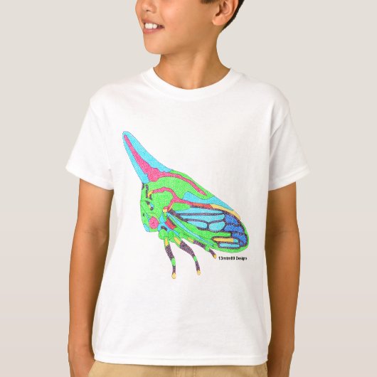 白のボーイズTシャツ - オークツリーキリギリス Tシャツ (正面)