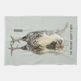 白のポーランドのオンドリの©TRFORSMAN キッチンタオル