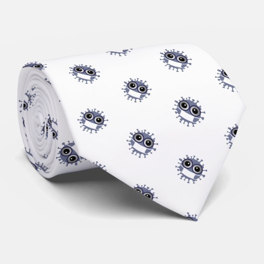白のマスクされたグレーコロナウイルスパターン ネクタイ (ロール)
