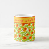 白のマリーゴールドのForal明るいオレンジパターン コーヒーマグカップ (中央)