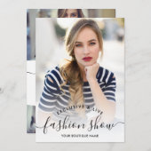 白のミニマモダンリスト写真ファッションショー 招待状 (正面/裏面)