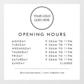 白のミニマルなビジネスロゴの営業時間 ウィンドウサイン (シート)