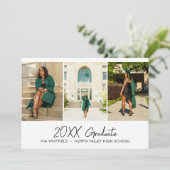 白のミニマルな写真コラージュ卒業パーティー 招待状 (スタンド正面)