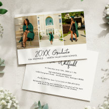 白のミニマルな写真コラージュ卒業パーティー