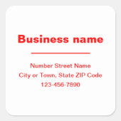 白のミニマルブランドの赤プレーン文字 スクエアシール (正面)