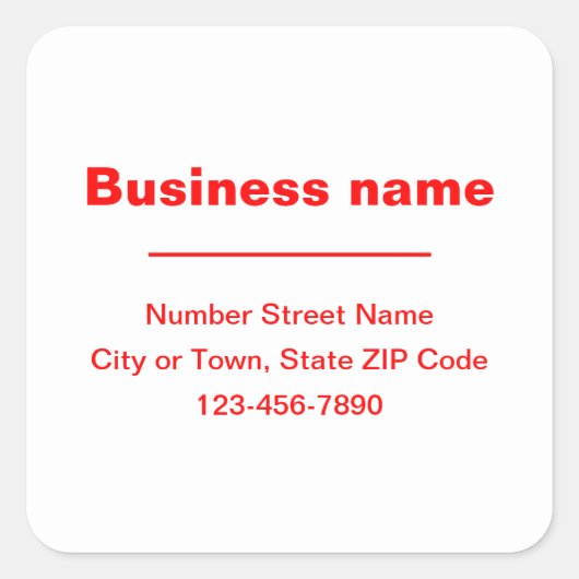 白のミニマルブランドの赤プレーン文字 スクエアシール (正面)