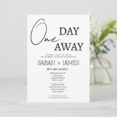 白のミニマル ワンデー アウェー リハーサル ディナー 招待状 (スタンド正面)