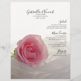 白のメニューにピンク結婚のバラ
