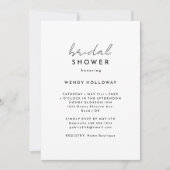白のモダンスクリプト ブライダルシャワー 招待状 (正面)