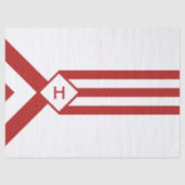 白のモノグラムが付いている赤のストライプそしてシェブロン 薄葉紙 (正面)