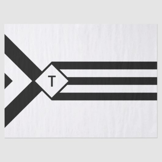 白のモノグラムが付いている黒のストライプそしてシェブロン 薄葉紙 (正面)