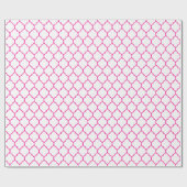 白のモロッコのクローバーのショッキングピンク ラッピングペーパー (フラット)