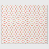 白のモロッコのクローバーの明るいオレンジ ラッピングペーパー (フラット)