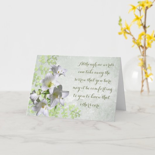 白のユリ、知っている他の気に悔やみや弔慰 カード (黄色い花)