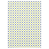 白のライムグリーンおよび濃紺の水玉模様 テーブルクロス (正面)