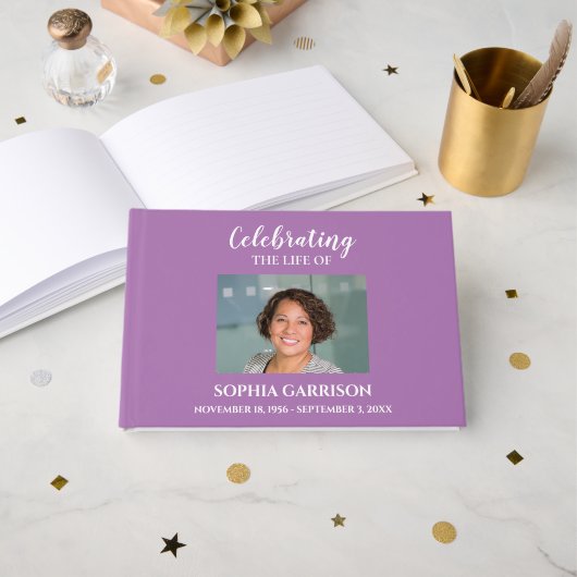 白のラベンダーお祝いで写真と生活 ゲストブック (正面見開き)