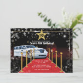 白のリモジン 赤いカーペット ハリウッドの誕生日パーティー 招待状 (スタンド正面)