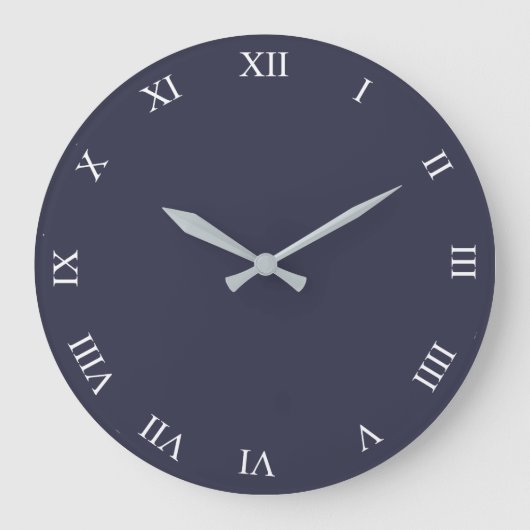 白のローマ数字を24時間体制でカスタマイズ ラージ壁時計 (正面)