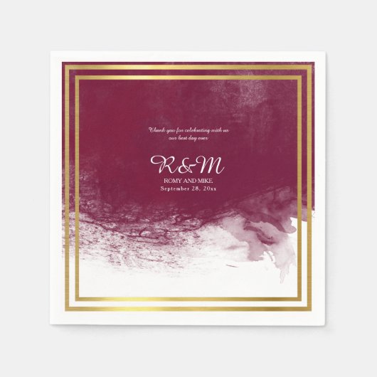 白のワインの水パーソナライズされた色結婚 スタンダードカクテルナプキン (正面)