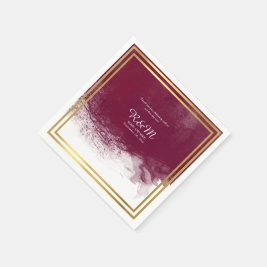 白のワインの水パーソナライズされた色結婚 スタンダードカクテルナプキン (角)