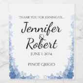 白のワインラベルに結婚青い雪が積もる ワインラベル (シングルラベル)