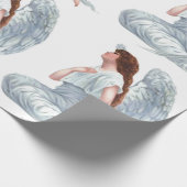 白のヴィンテージの天使 ラッピングペーパー (角)