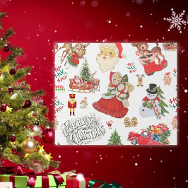 白のヴィンテージクリスマスパターン | ラッピングペーパー