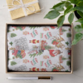 白のヴィンテージクリスマスパターン | 薄葉紙 (ギフト)