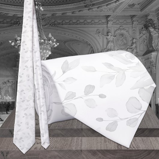 白の上にかろうじてユーカリ結婚の ネクタイ