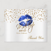 白の上にアーティストの青い唇を作る ポストカード (正面)