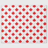 白の上にカナダメープルの赤い葉 ラッピングペーパー (フラット)