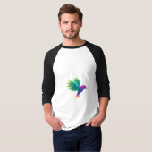 白の上にカラフルなハチドリのグラフィック Tシャツ (正面フル)