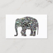 白の上にキラキラ銀モザイク象モノグラム 名刺 (裏面)