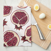 白の上にザクロのスライス キッチンタオル (四つ折り)