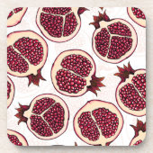 白の上にザクロのスライス コースター (正面)